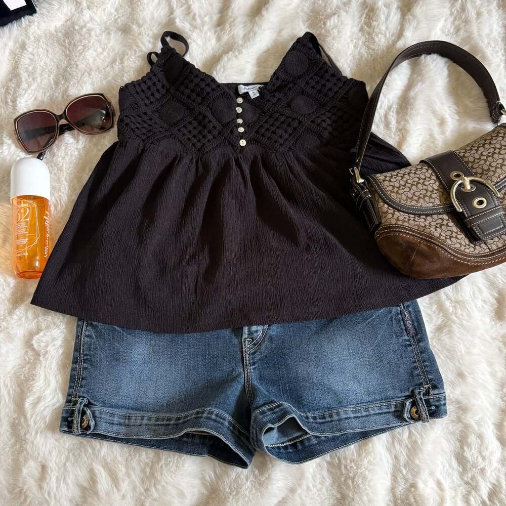 Black retaimans babydoll tank top